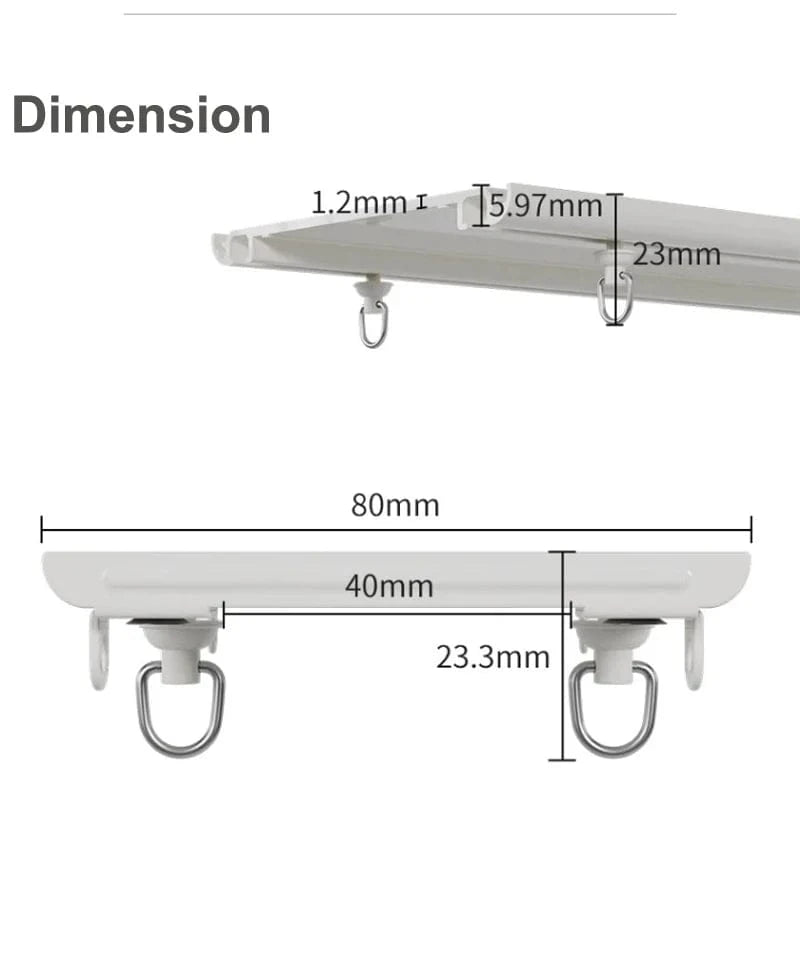 Double Rail à Rideaux Ultra Fin Blanc