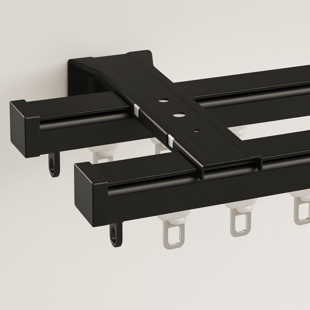 Double Rail à Rideaux - Plafond Noir