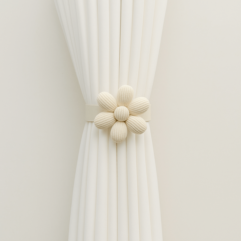 Embrasse Rideau - Fleur Beige 1pc Beige - 41cm