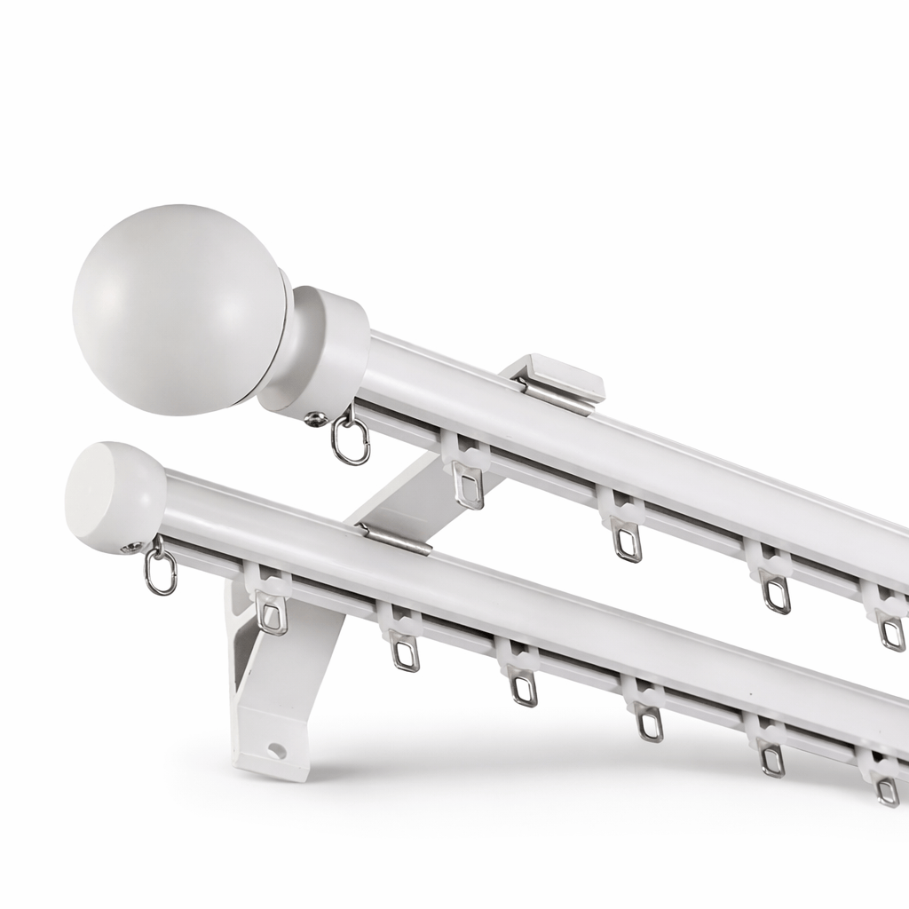 Rail à Rideaux - Double Style Tringle Blanc