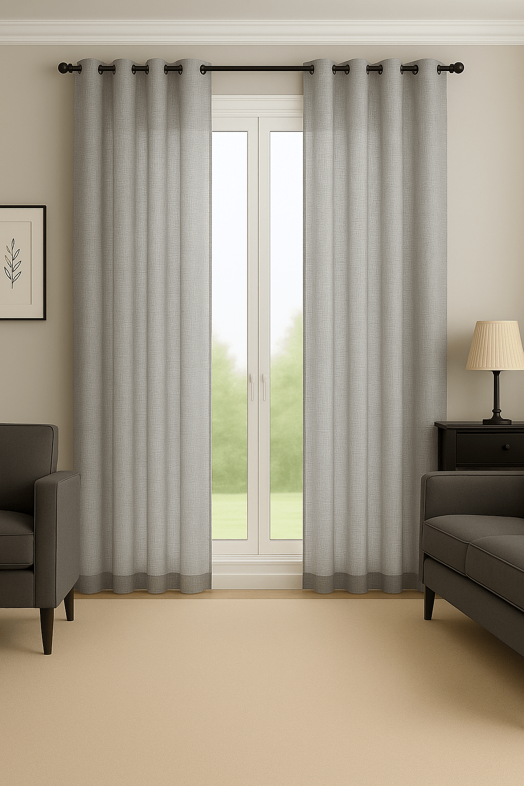 Rideau en Lin - Gris Gris / 1pc 100x200cm / Passe-Tringle