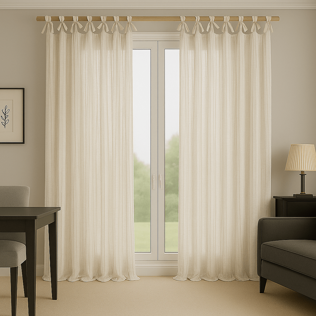 Rideau en Lin - Noué Beige / 1pc 100x200cm / Nœuds