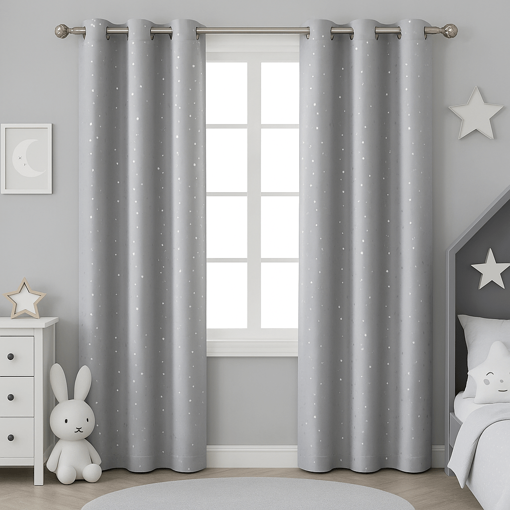Rideau Enfants - Etoilé Gris 100X200cm / 2pcs Gris