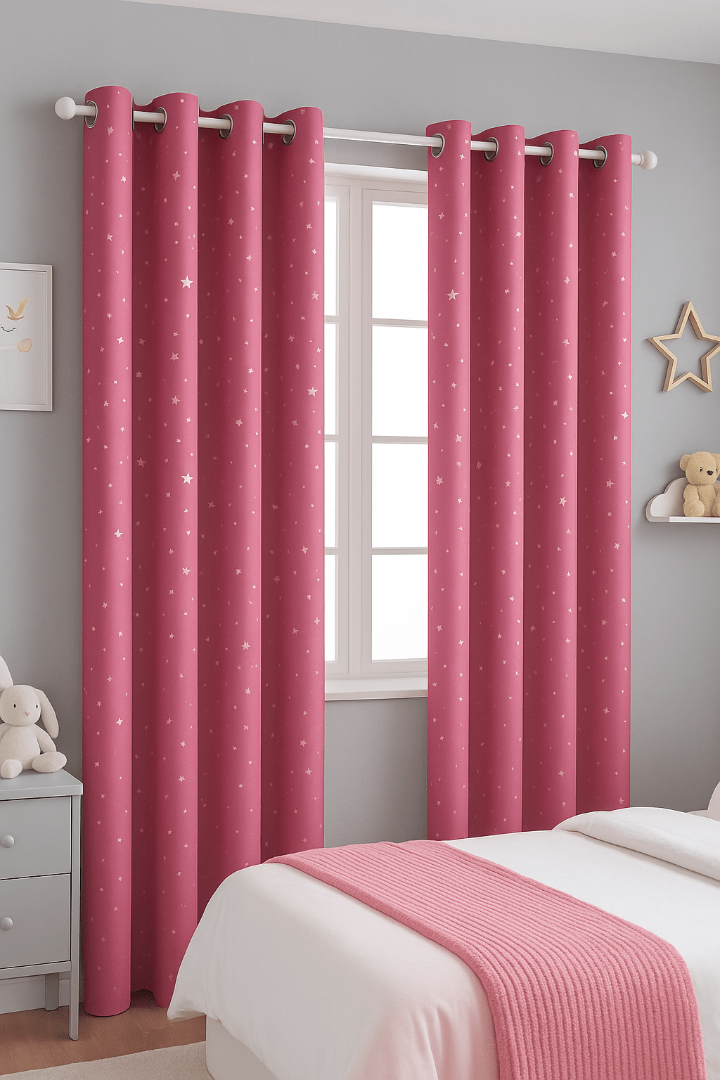 Rideau Enfants - Étoilé Rose 100x130cm / 2pcs Rose
