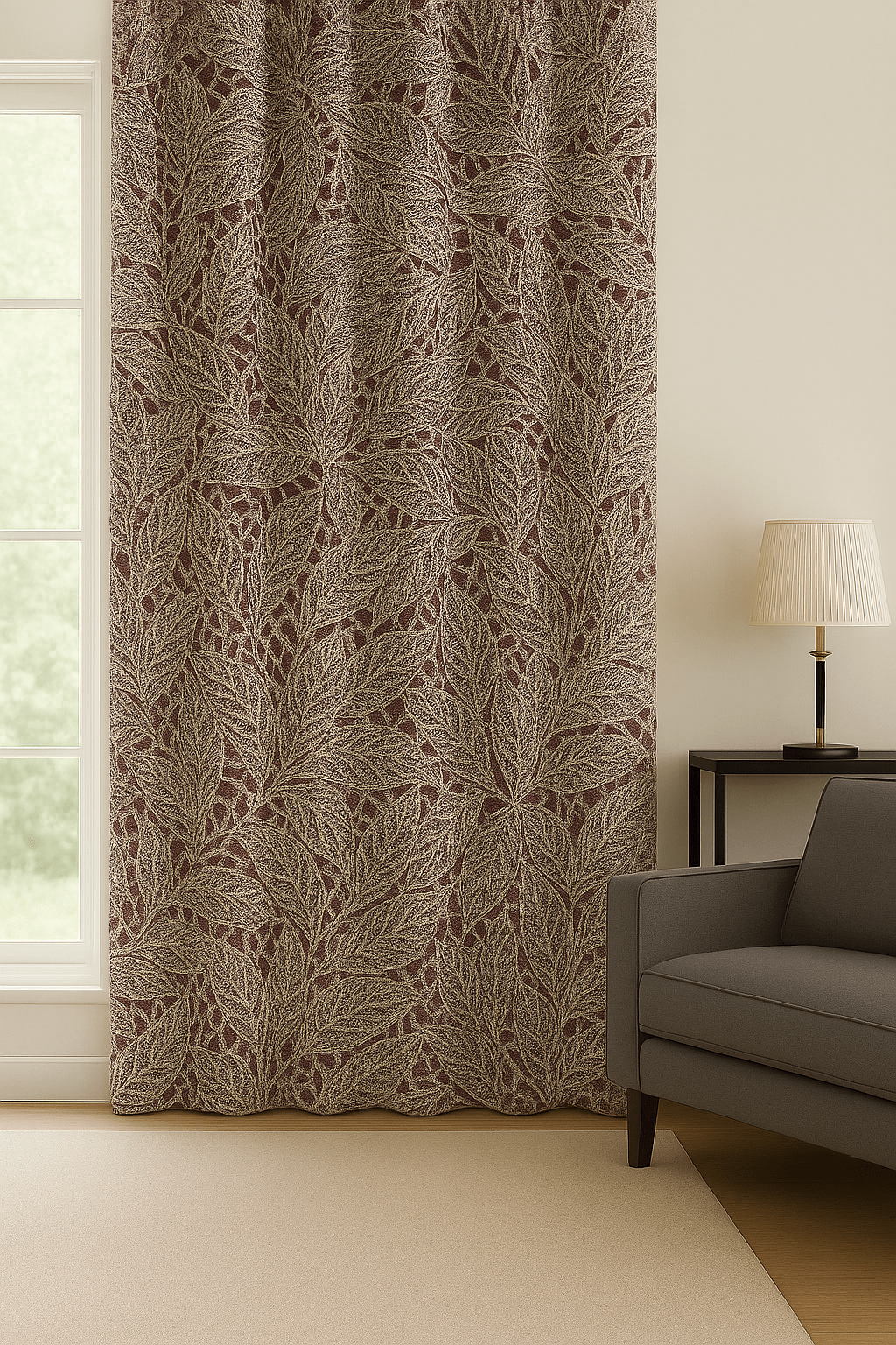 Rideau Occultant - Dentelle Bordeaux Bordeaux / 1pc 100x250cm / Passe-Tringle