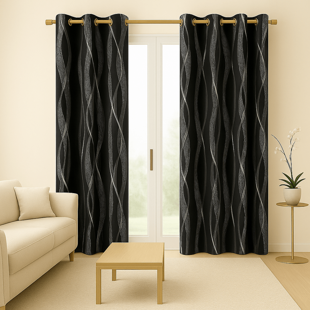 Rideau Occultant - Horizon Noir 2pcs Noir / 132X160cm