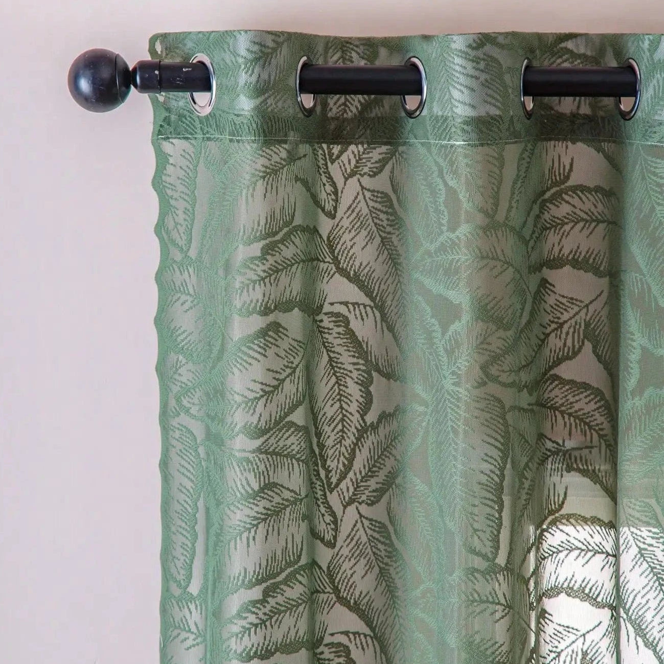 Rideau Tamisant - Feuillage Vert Vert / 1pc 140x100cm / Oeillets
