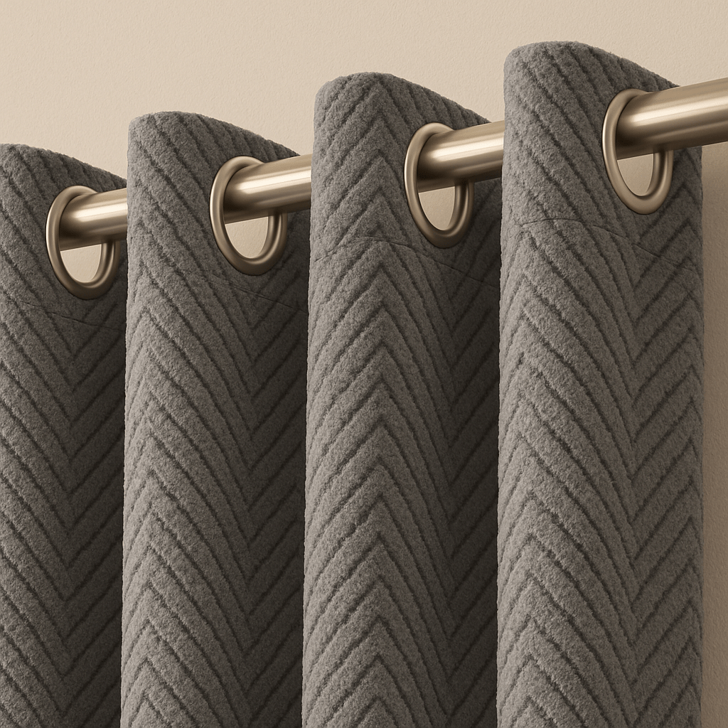 Rideau Thermique - Doublé Polaire Gris Gris / 1pc 100x250cm / Passe-Tringle