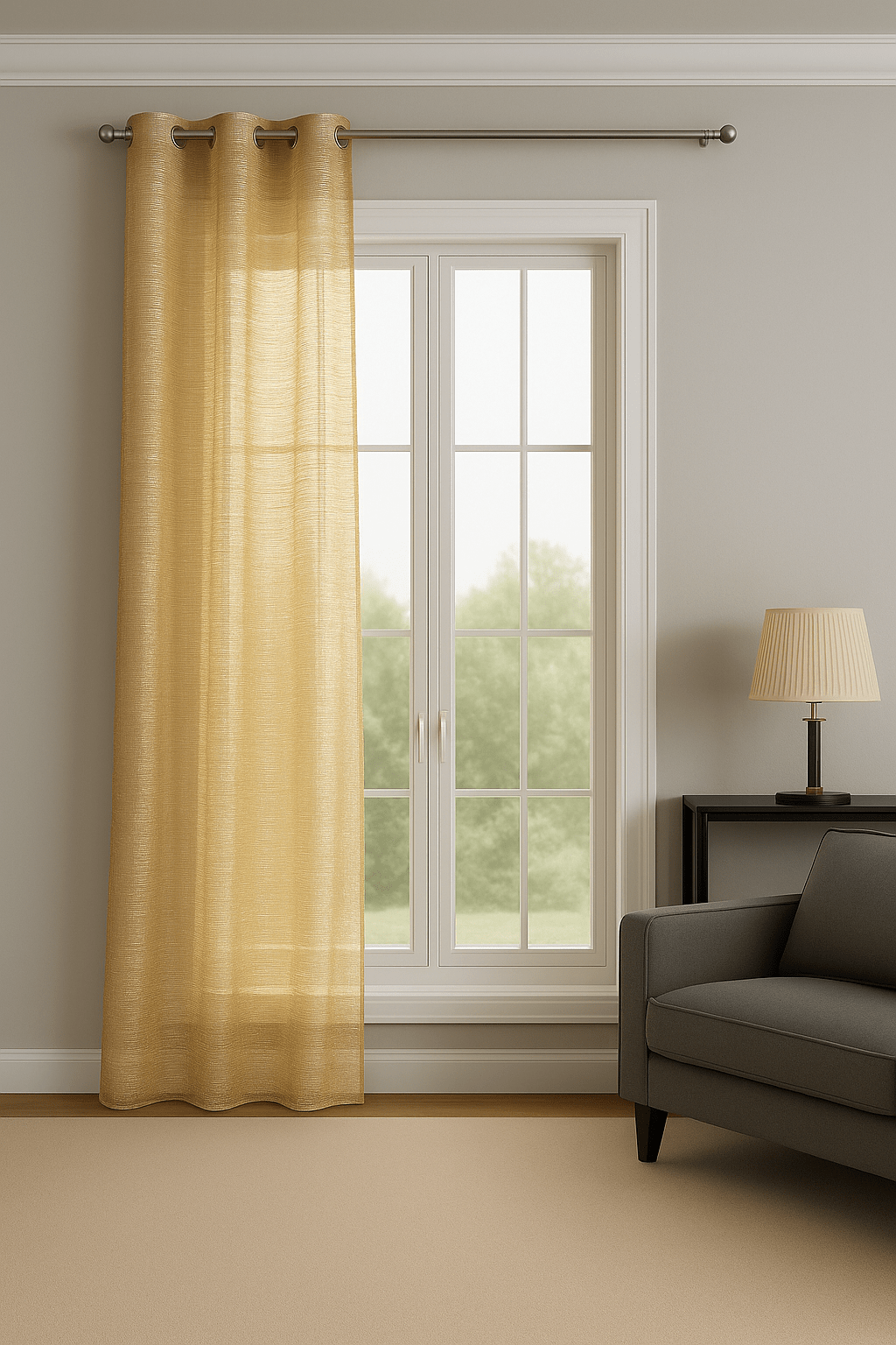 Rideau Voilage - Brillant Doré Doré / 1pc 100x250cm / Œillets
