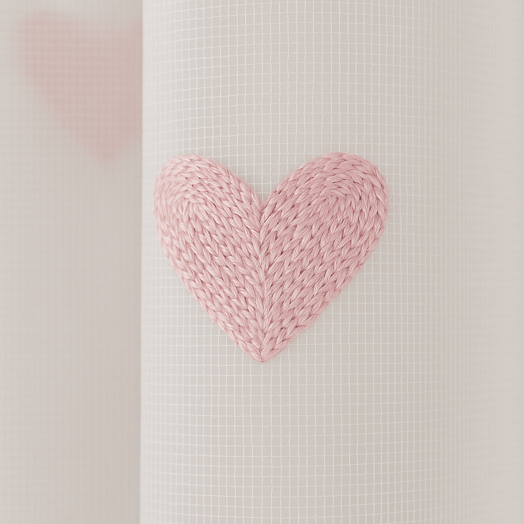 Rideau Voilage - Cœurs Roses Blanc / 1pc 100x180cm / Passe-Tringle