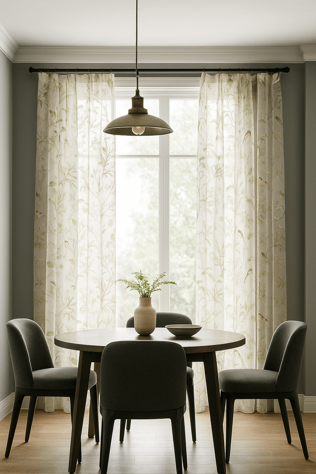 Rideau Voilage - Motif Oiseaux Feuilles Blanc / 1pc 100x160cm / Passe-Tringle