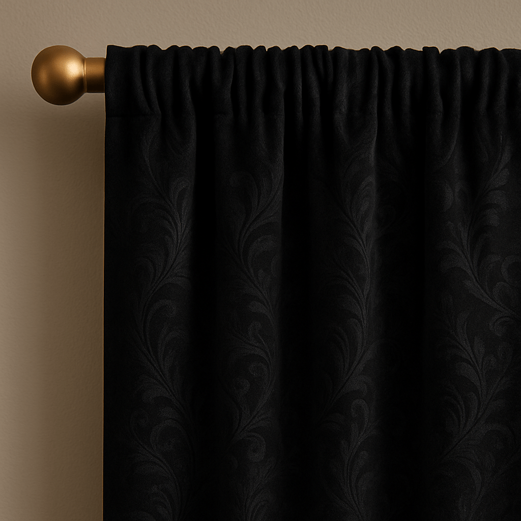 Rideaux en Velours - Noir Floral Noir / 2pcs 132x213cm