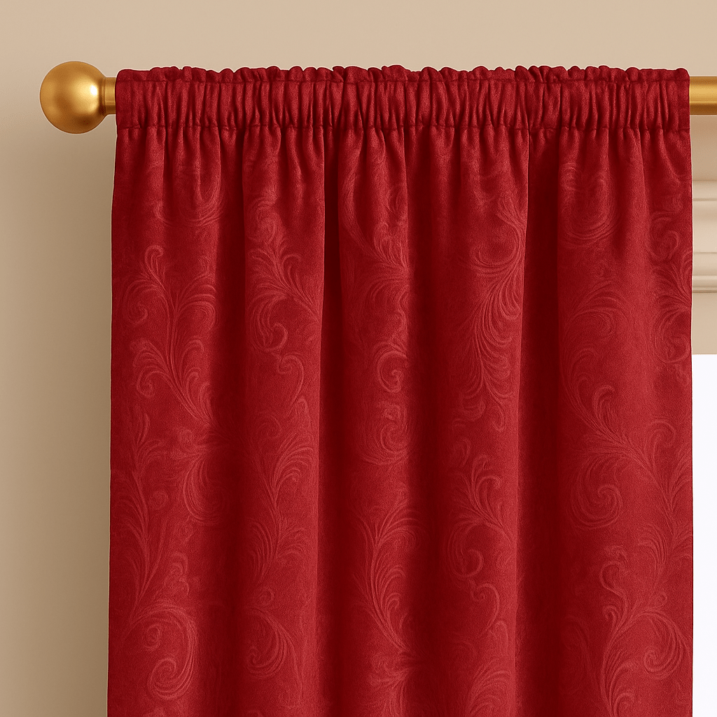 Rideaux en Velours - Rouge Floral