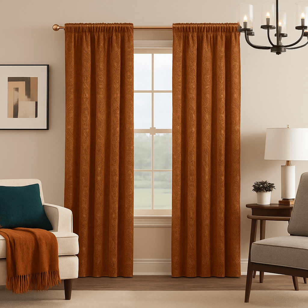 Rideaux en Velours - Terracotta Floral