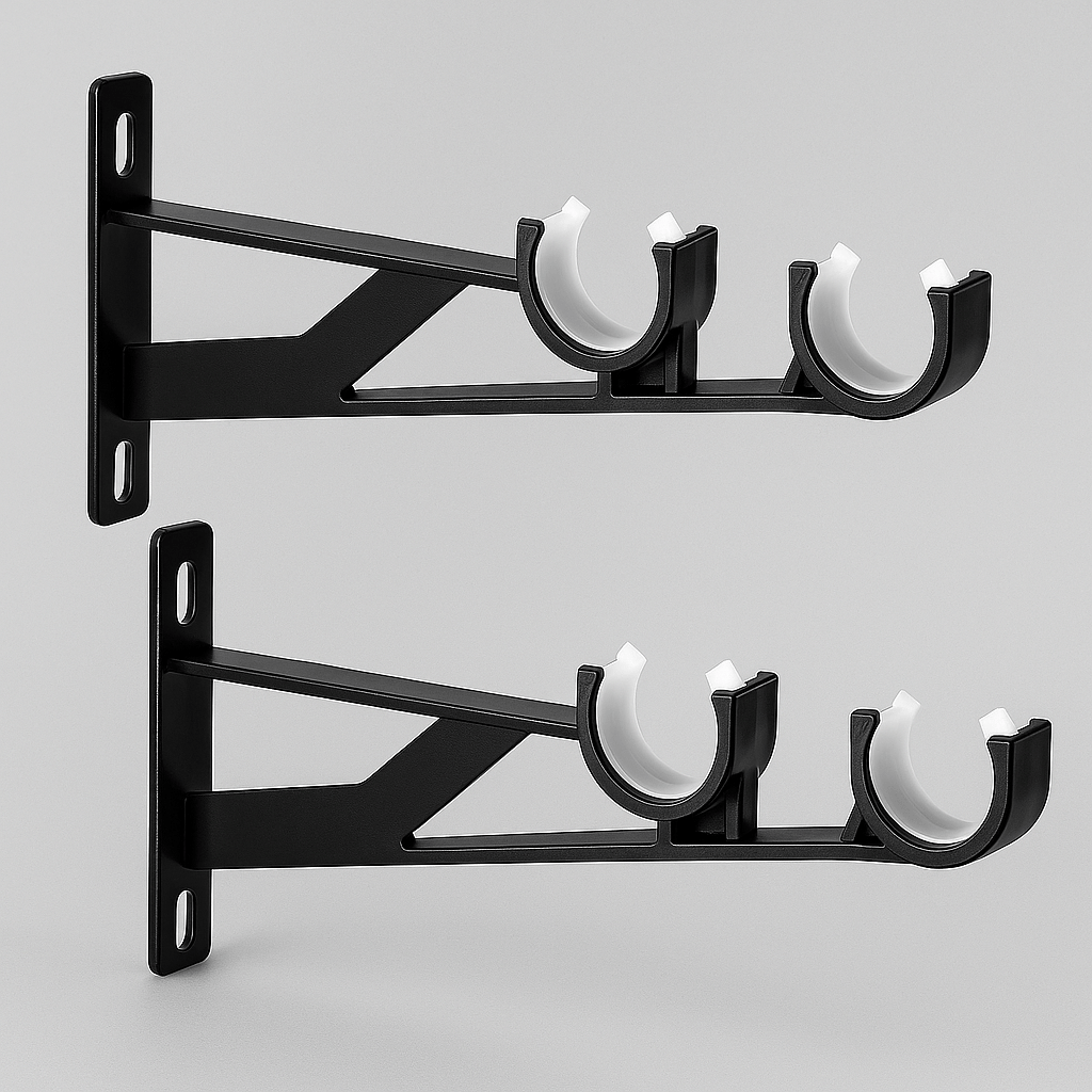 Support de Tringle Double - Noir 4 pièces