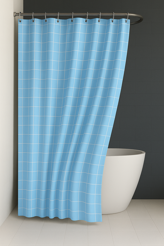 Rideau de Douche - Carreaux Bleu