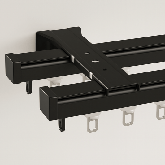 Double Rail à Rideaux - Plafond Noir