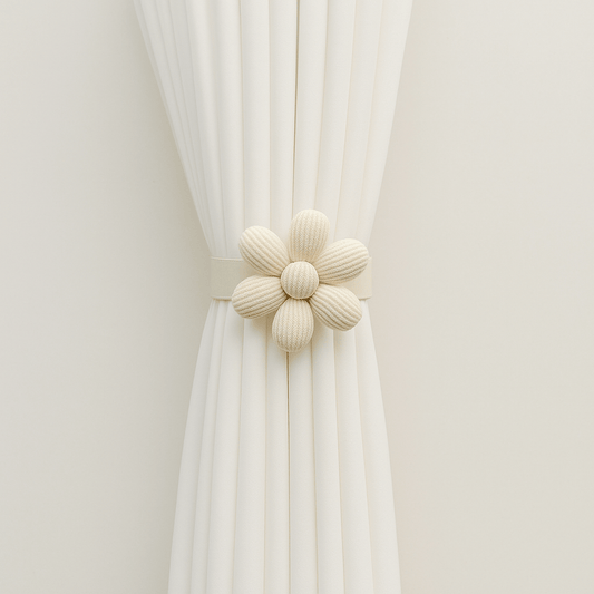 Embrasse Rideau - Fleur Beige 1pc Beige - 41cm