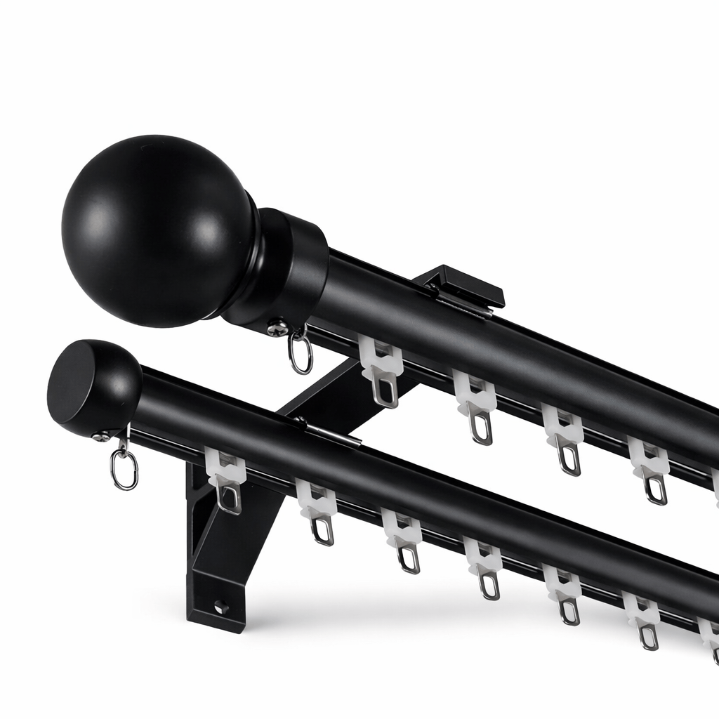 Rail à Rideaux - Double Style Tringle Noir