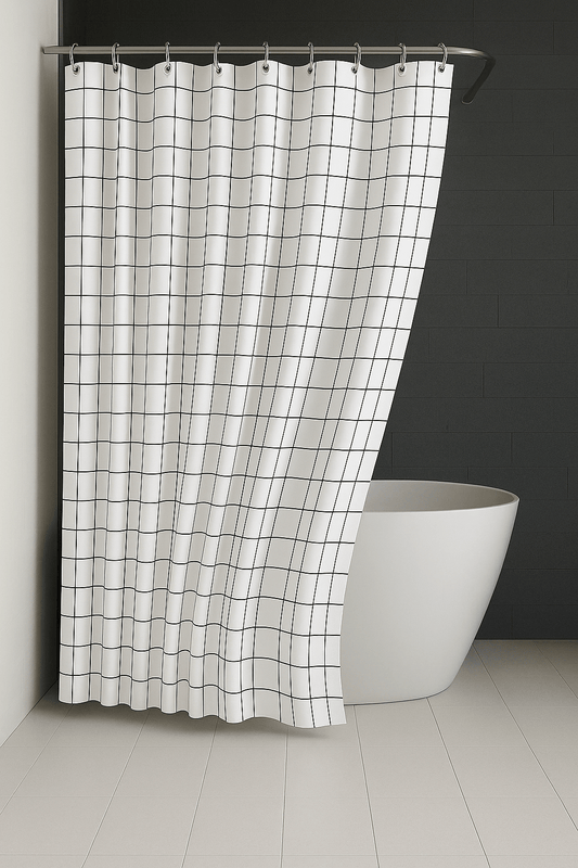 Rideau de Douche - Carreaux Blanc Blanc / 90x180cm