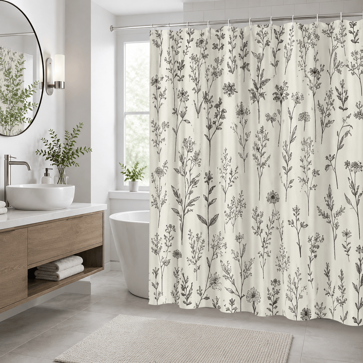Rideau de Douche - Motifs Floraux