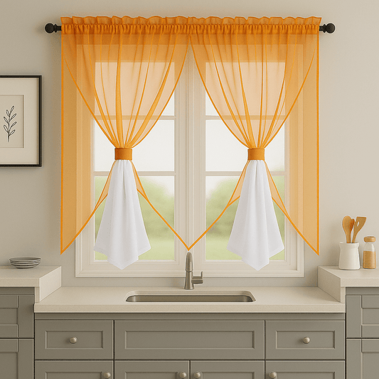 Rideau de Fenêtre - Voilage Orange Orange / 200x100cm / Passe-Tringle