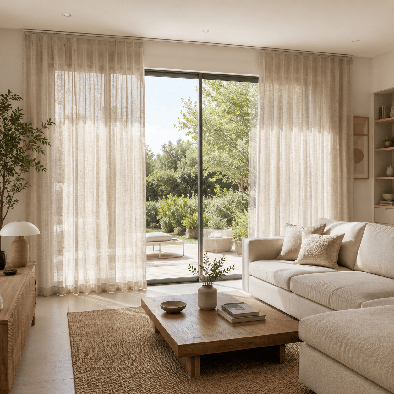 Rideau en Gaze de Coton - Beige
