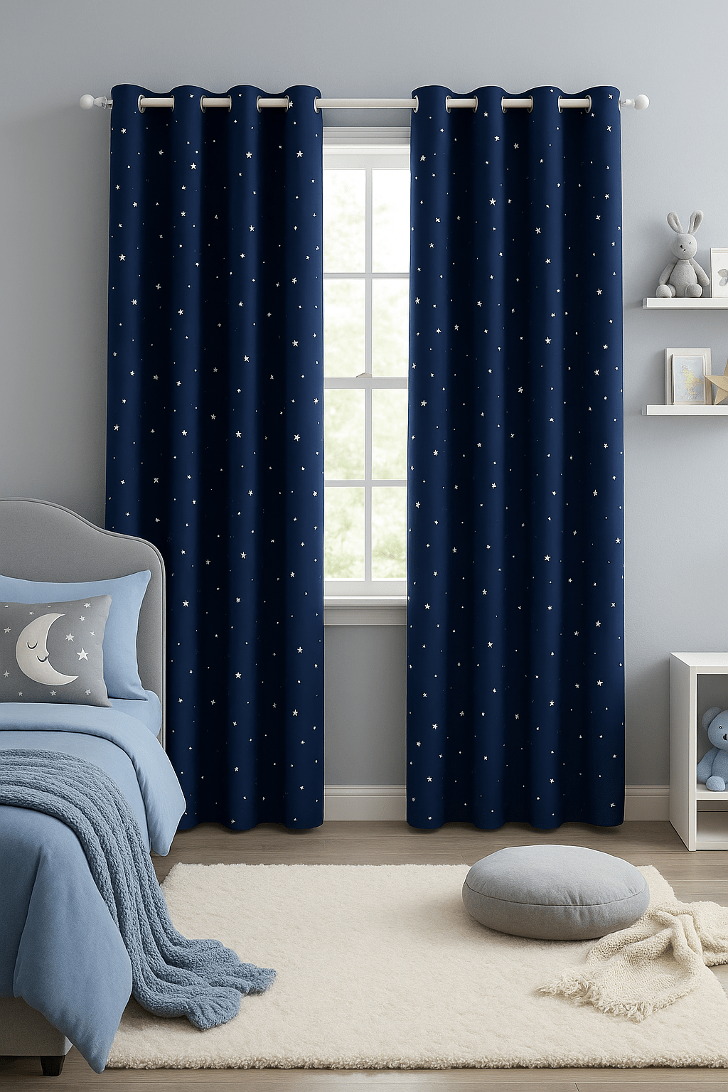 Rideau Enfants - Étoilé Bleu 100X130cm / 2pcs Bleu