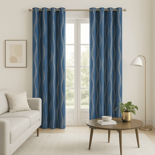 Rideau Occultant - Horizon Bleu 2pcs Bleu / 132x160cm