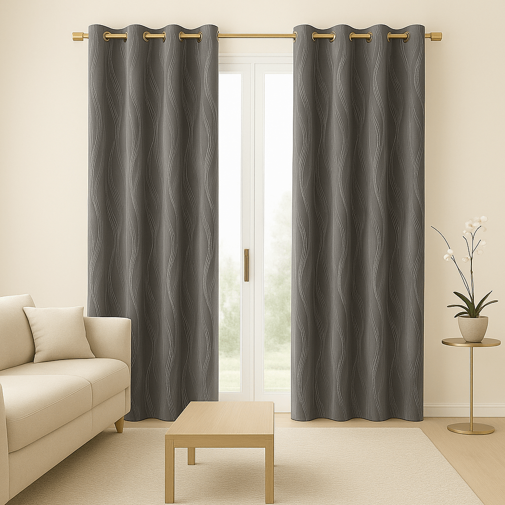 Rideau Occultant - Horizon Gris 2pcs Gris / 132x160cm