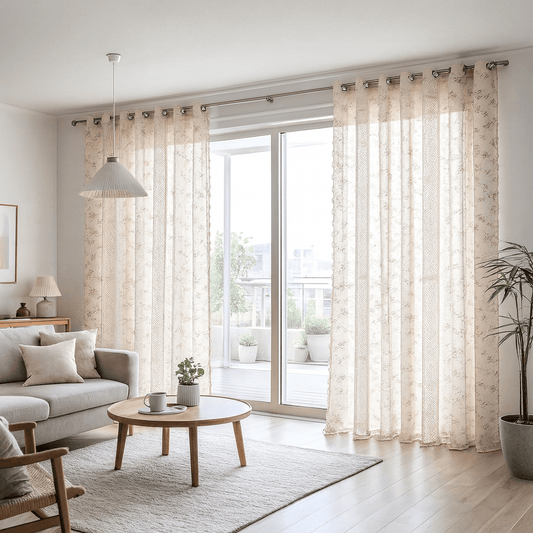 Rideau Tamisant - Floral Beige