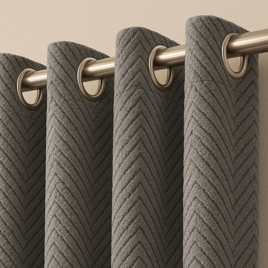 Rideau Thermique - Doublé Polaire Gris Gris / 1pc 100x250cm / Passe-Tringle