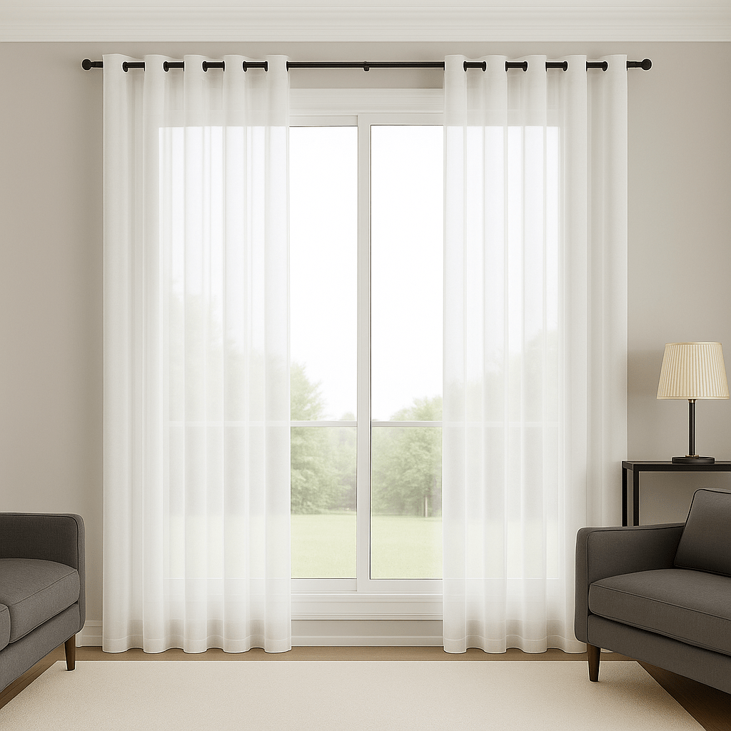 Rideau Voilage - Blanc Blanc / 1pc 60x100cm / Crochets