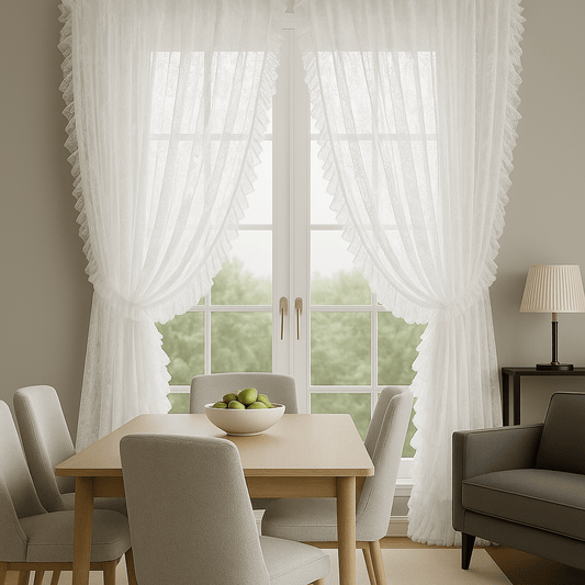 Rideau Voilage - Dentelle Blanche Blanc / 1pc 100x230cm / Passe-Tringle