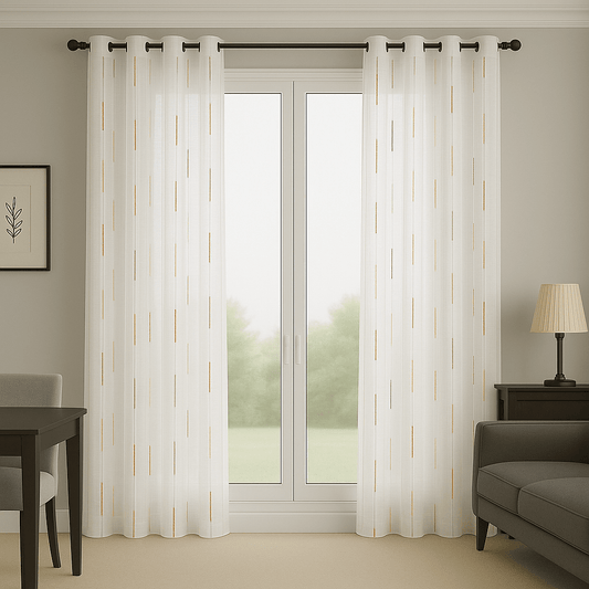 Rideau Voilage - Détails Dorés Doré / 1pc 100x120cm / Œillets
