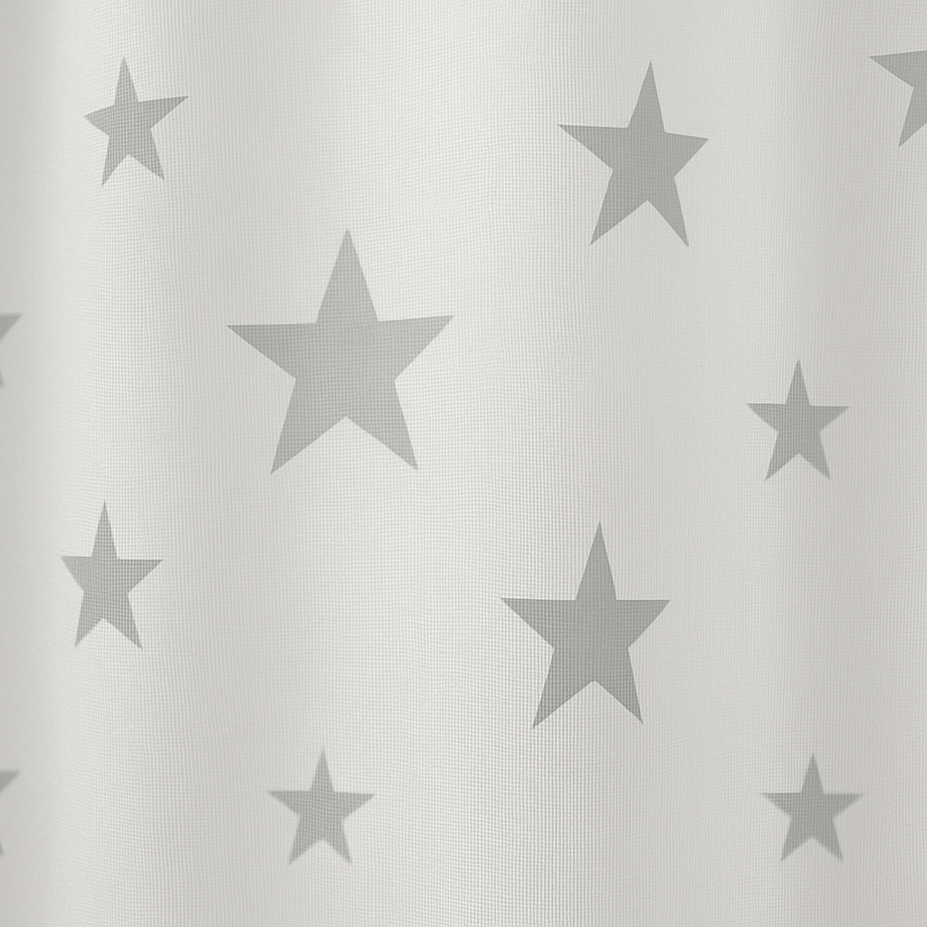 Rideau Voilage - Étoiles Grises Blanc / 1pc 100x120cm / Œillets