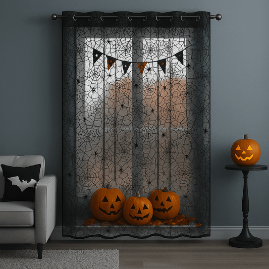 Rideau Voilage - Halloween Toile d'Araignée