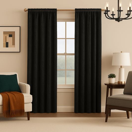 Rideaux en Velours - Noir Floral