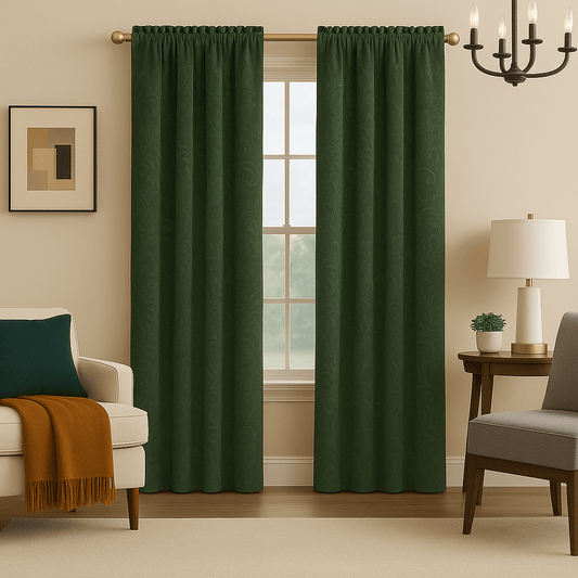Rideaux en Velours - Vert Floral